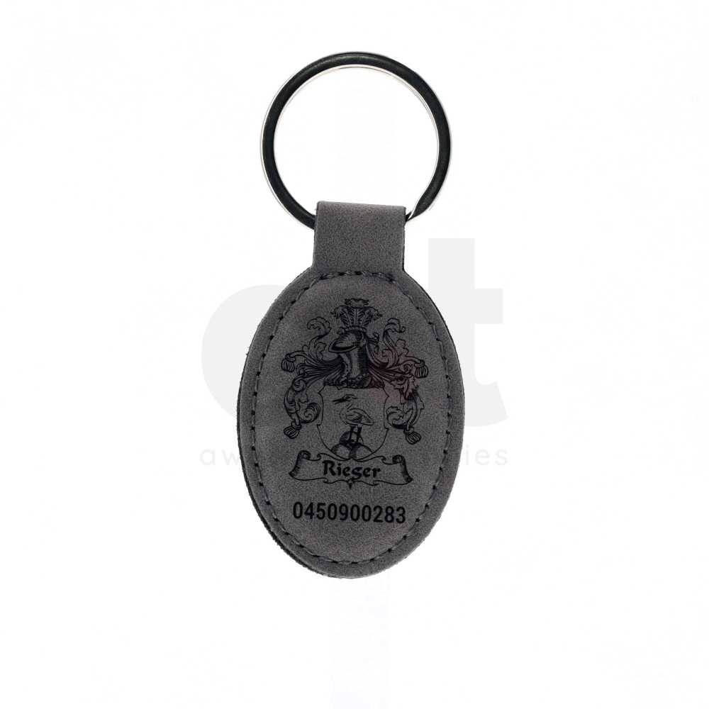 Grey Leather Keyring 95mm 