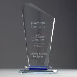 Crystal Curve on Blue Plinth 185mm