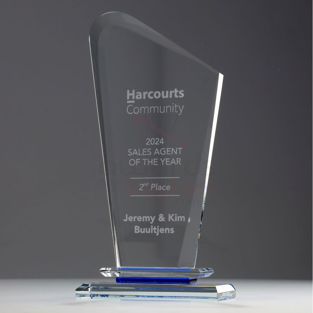 Crystal Curve on Blue Plinth 185mm