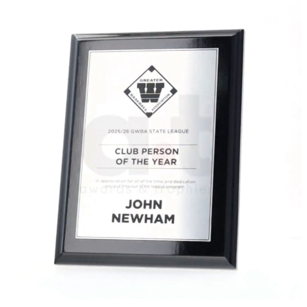 Budget Gloss Black Plaque - Silver 200mm