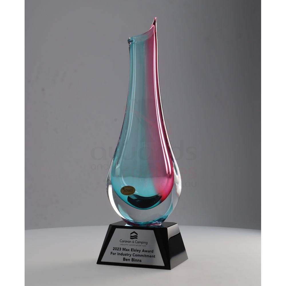 Rose/Green Vase on Black Base 270mm