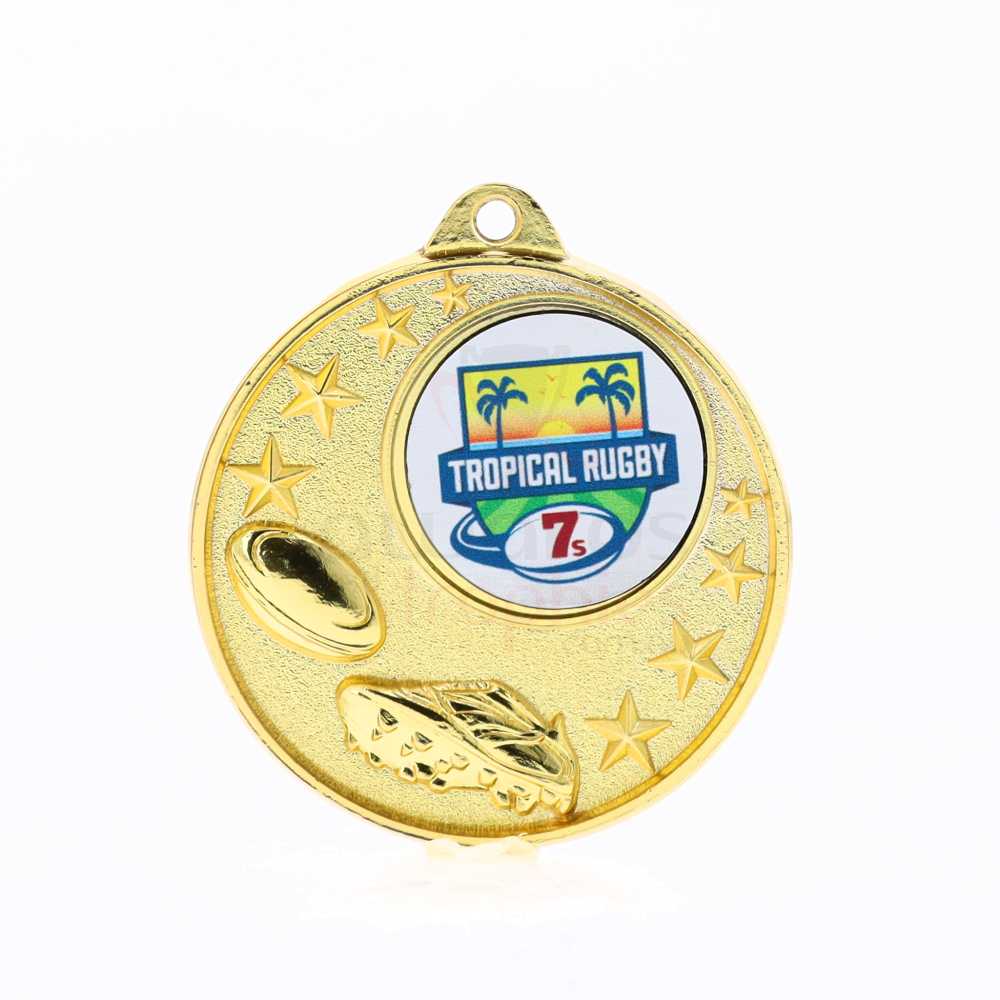 Rugby Logo Starry Medal Gold 50mm