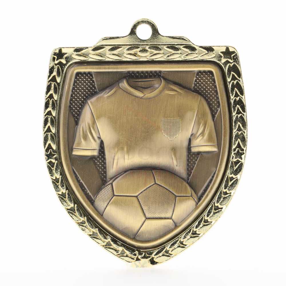 Soccer Shield Medal 80mm - Gold 