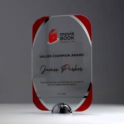 Millenium Glass Rectangle 160mm - Red