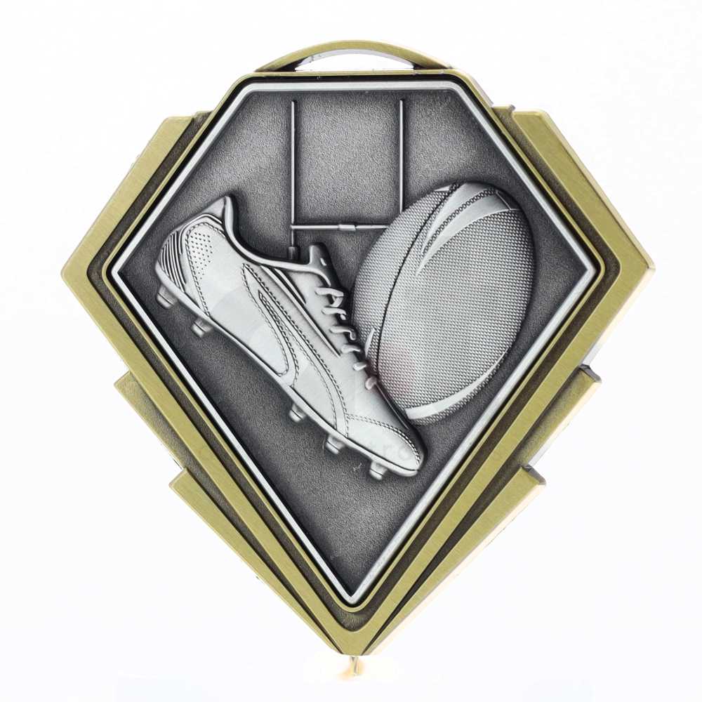 Diamond Medal Gold 80mm - Rugby