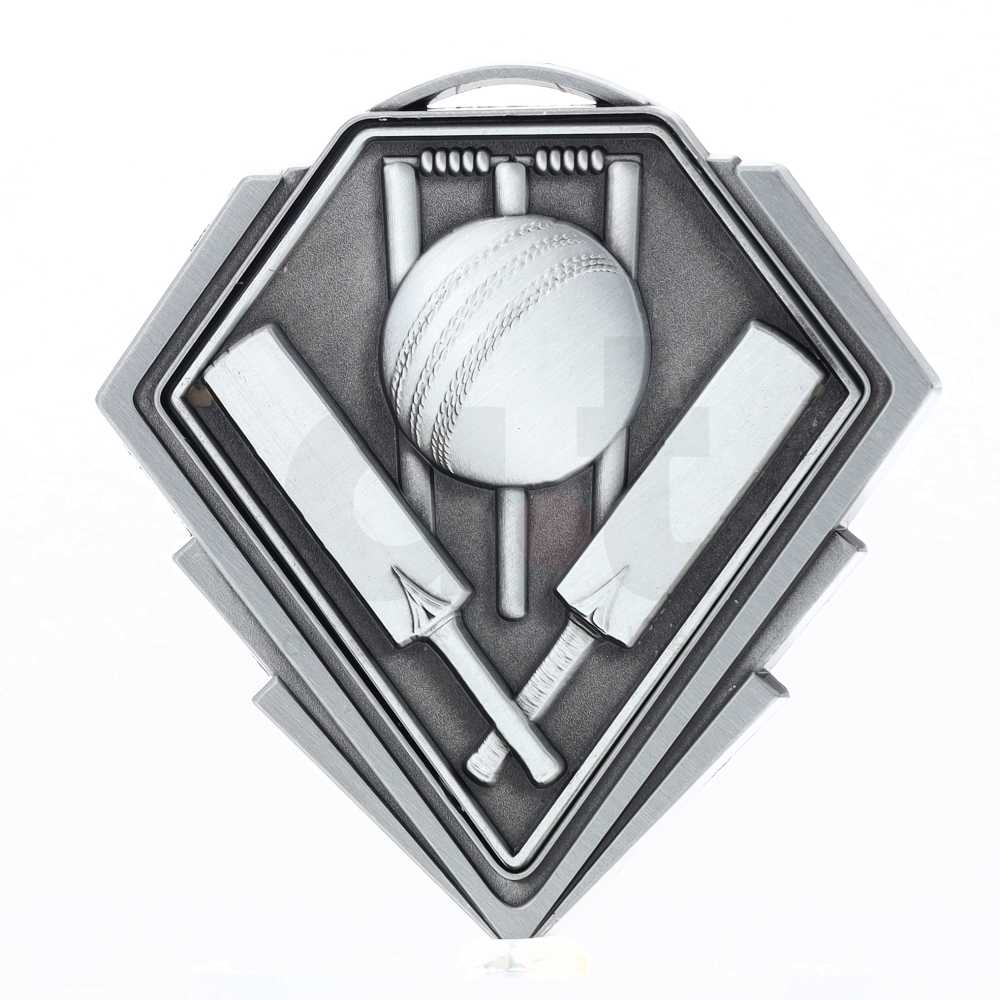 Diamond Medal Silver 80mm - Cricket