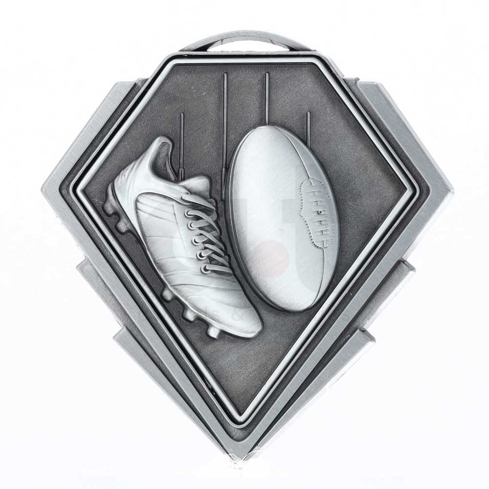 Diamond Medal Silver 80mm - Aussie Rules