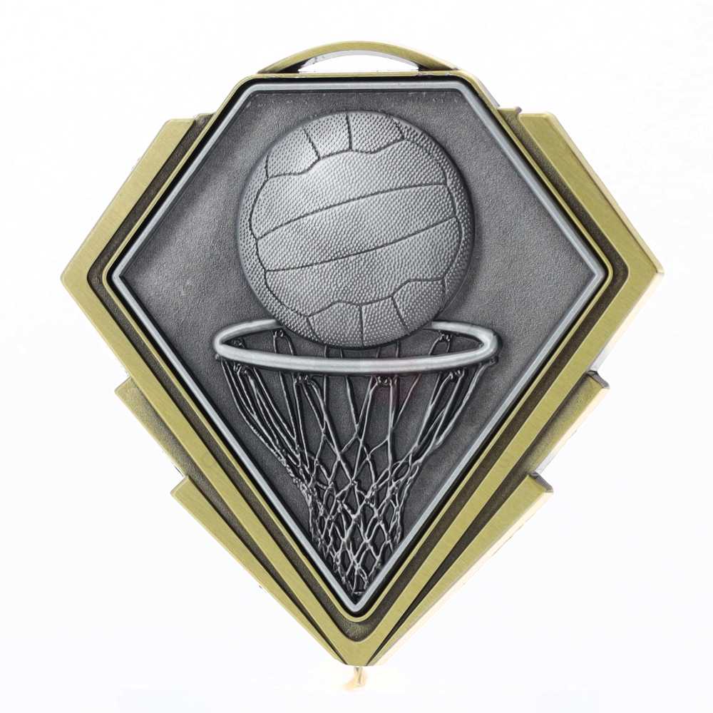 Diamond Medal Gold 80mm - Netball