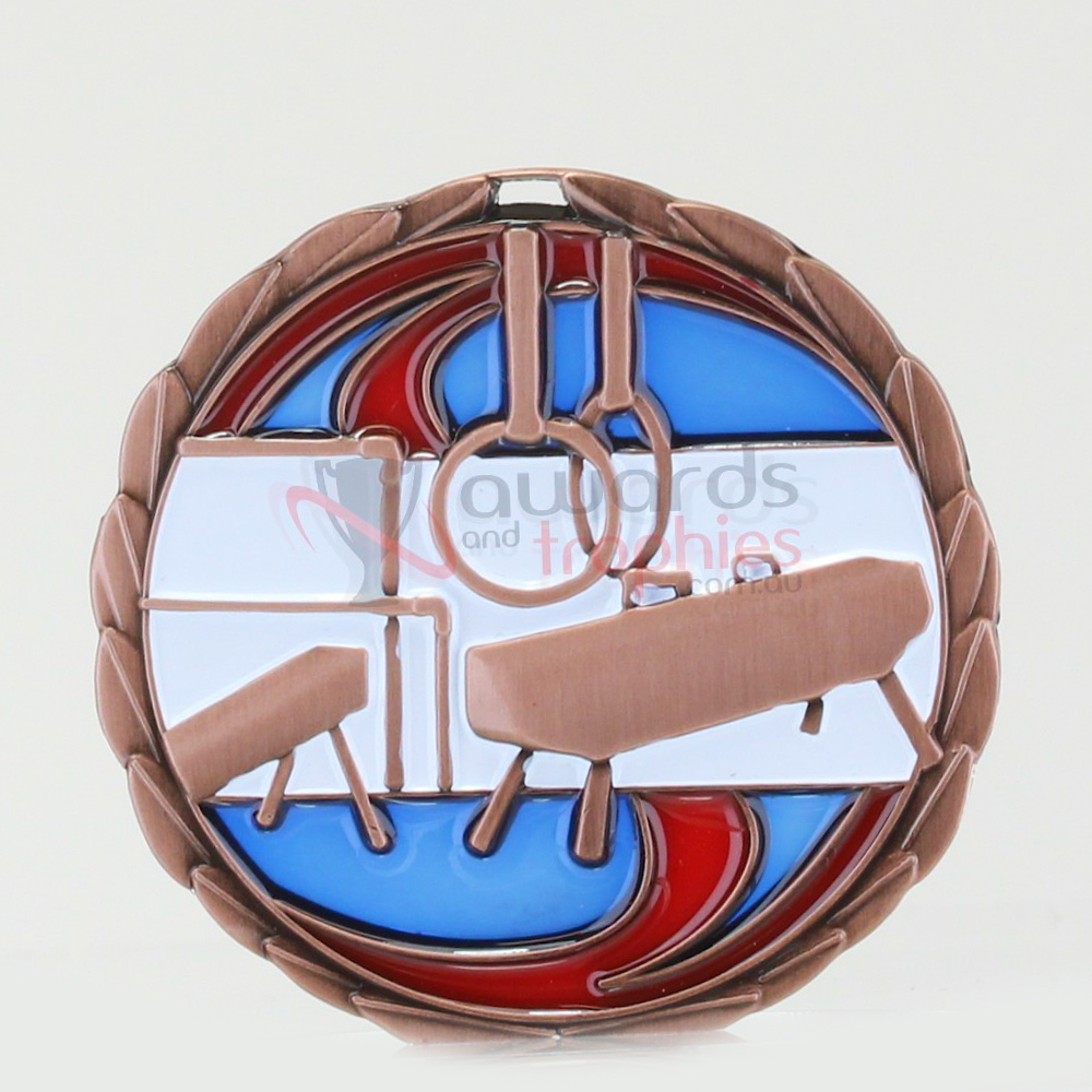Stained Glass Gymnastics Medal 65mm Bronze